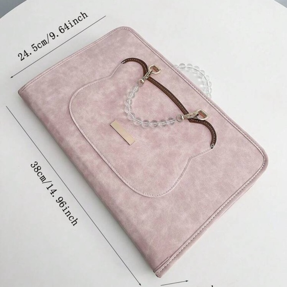 Pink Laptop Case with Pearl Handle - Picture 4 of 6